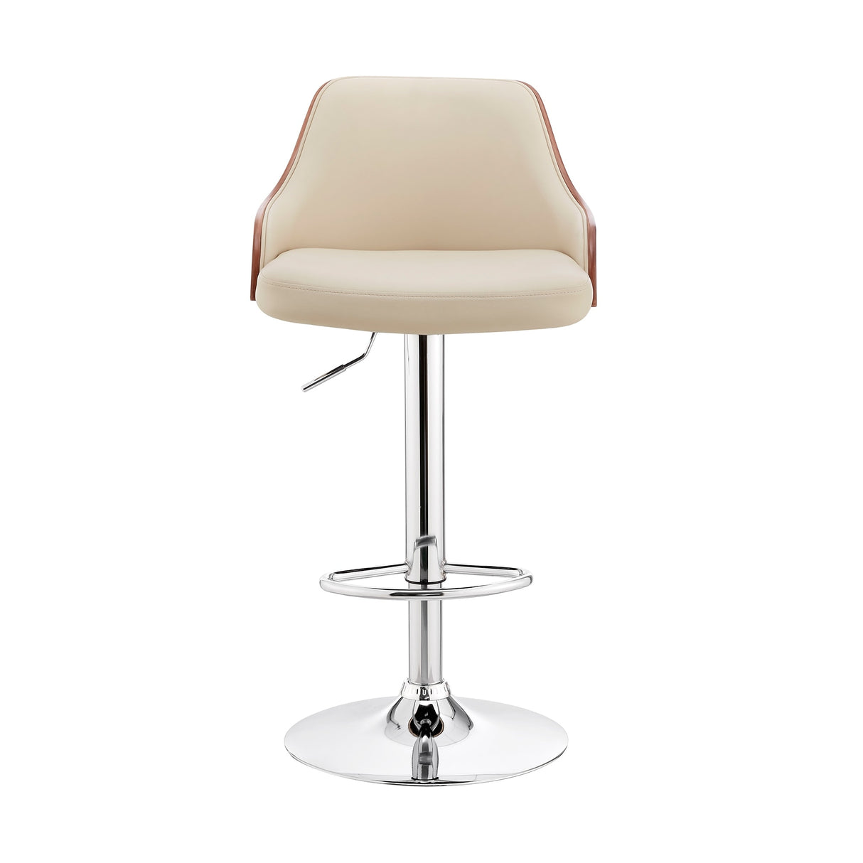 Asher Adjustable Faux Leather and Metal Bar Stool