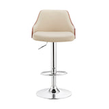 Asher Adjustable Faux Leather and Metal Bar Stool