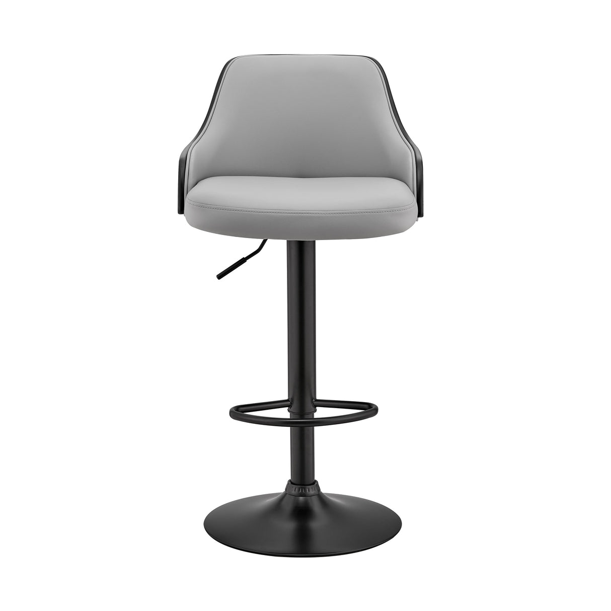 Asher Adjustable Faux Leather and Metal Bar Stool