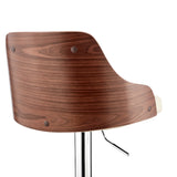 Asher Adjustable Faux Leather and Metal Bar Stool