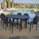 Asher Outdoor 7-piece Oval Wicker Aluminum Dining Set by Christopher Knight Home - N/A