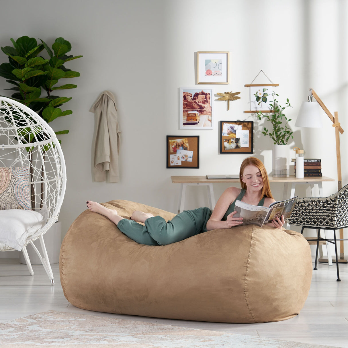Asher Traditional 6.5 Foot Suede Bean Bag Chair by Christopher Knight Home