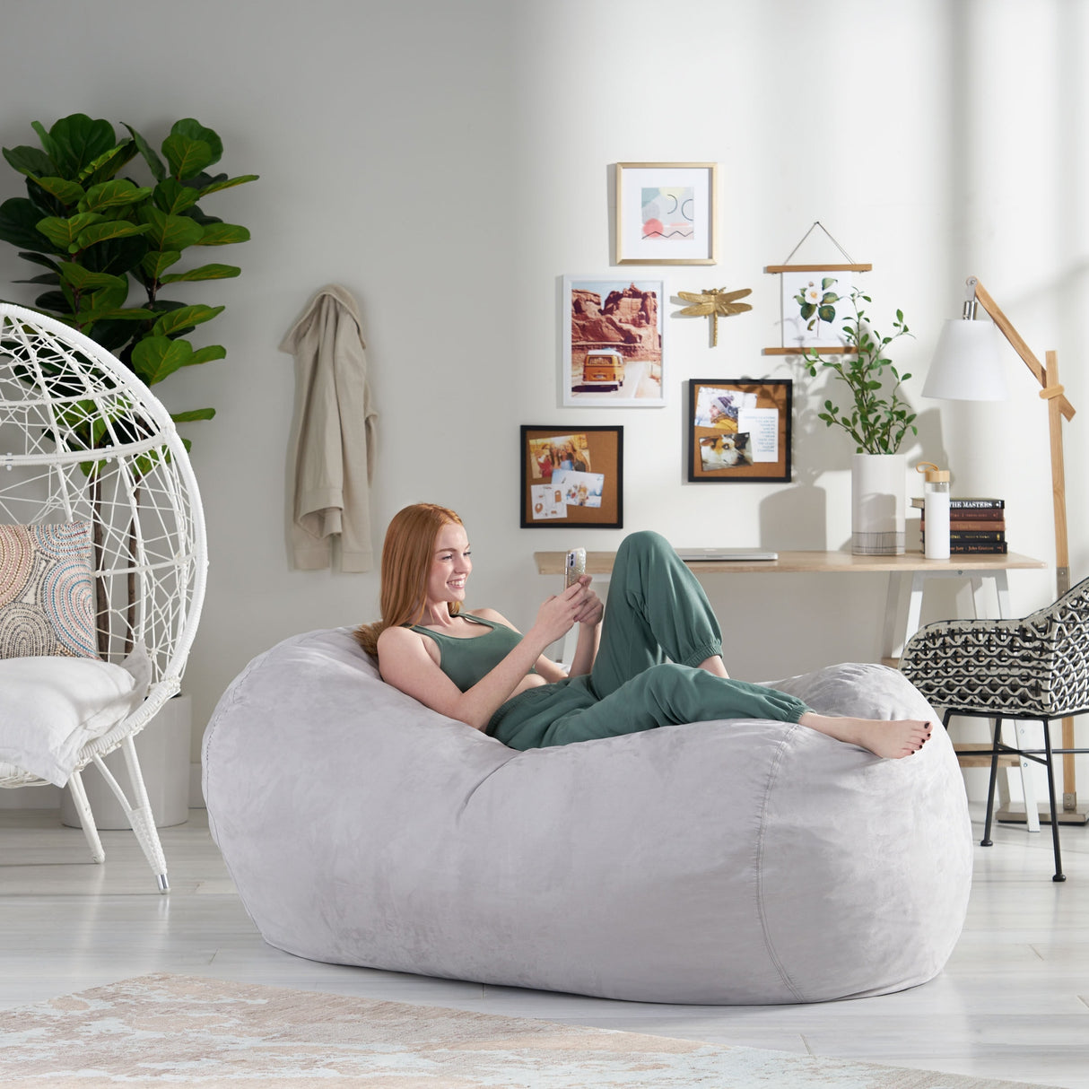 Asher Traditional 6.5 Foot Suede Bean Bag Chair by Christopher Knight Home