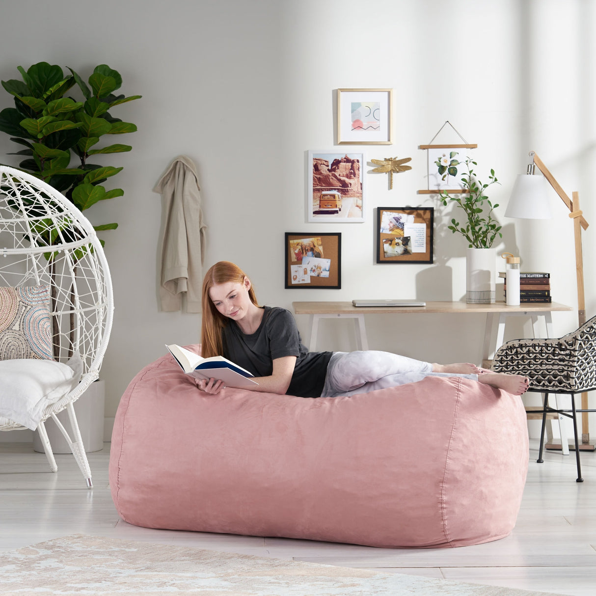 Asher Traditional 6.5 Foot Suede Bean Bag Chair by Christopher Knight Home