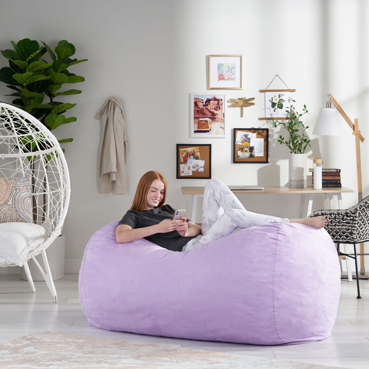 Asher Traditional 6.5 Foot Suede Bean Bag Chair by Christopher Knight Home