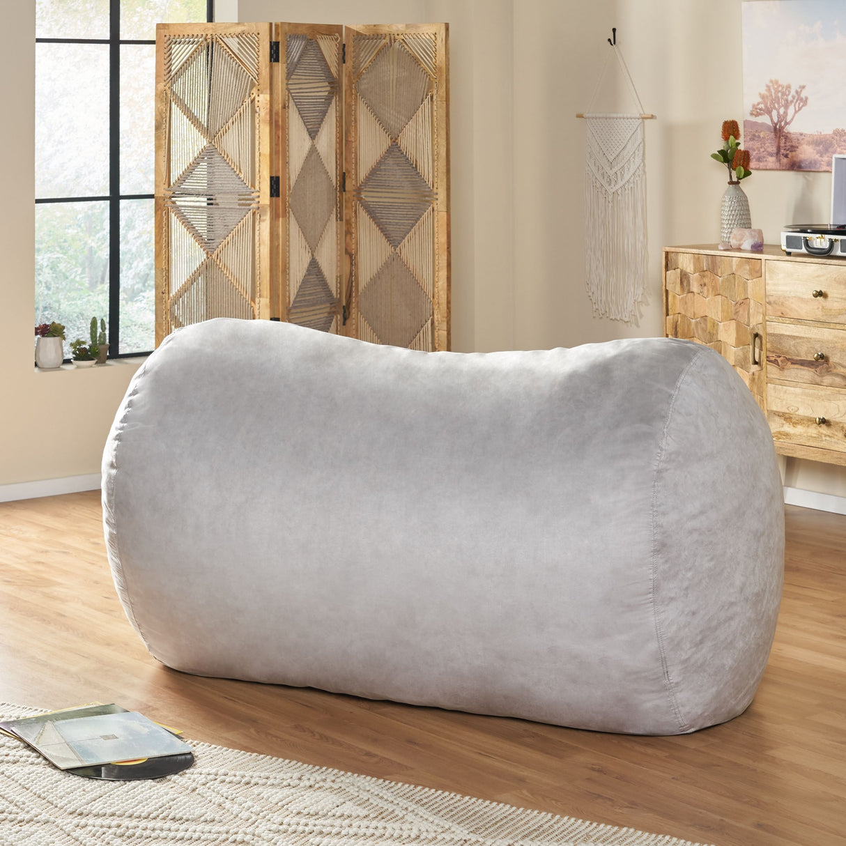 Asher Traditional 6.5 Foot Suede Bean Bag Chair by Christopher Knight Home