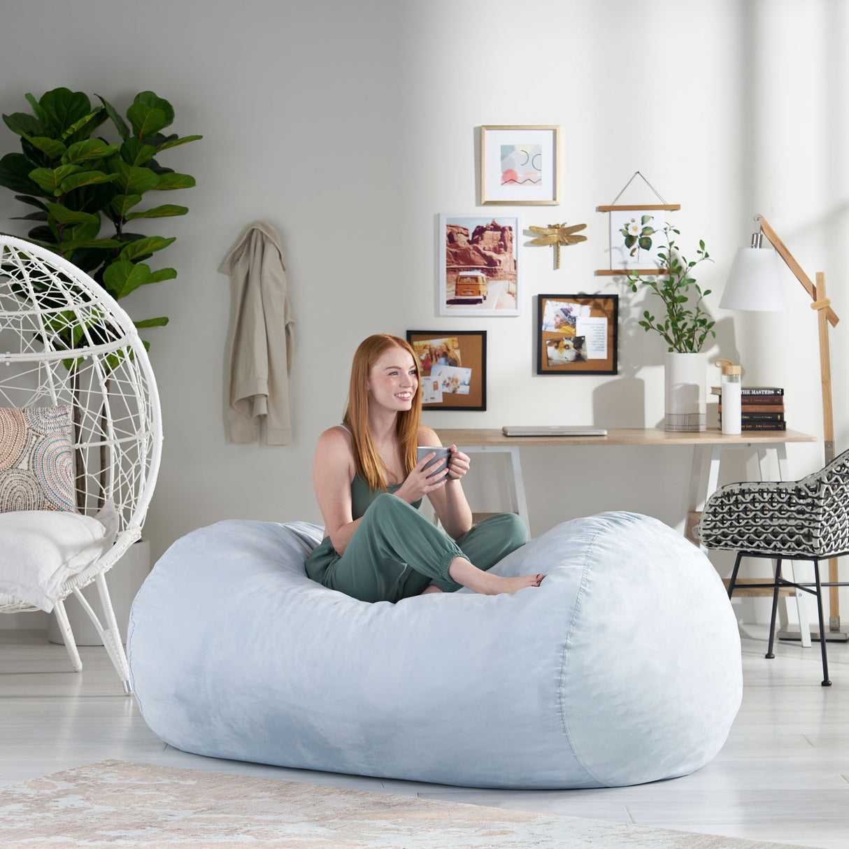 Asher Traditional 6.5 Foot Suede Bean Bag Chair by Christopher Knight Home