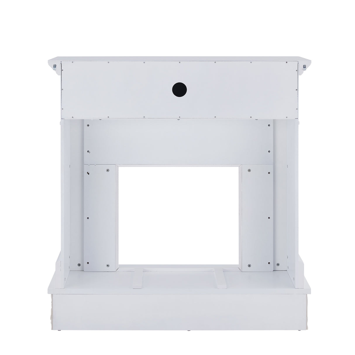 SEI Furniture Ashfield White Faux Stone Electric Fireplace with Storage