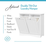 RiverRidge Ashland Double Tilt-Out Laundry Hamper Cabinet with Removable Cloth Storage Bags - White