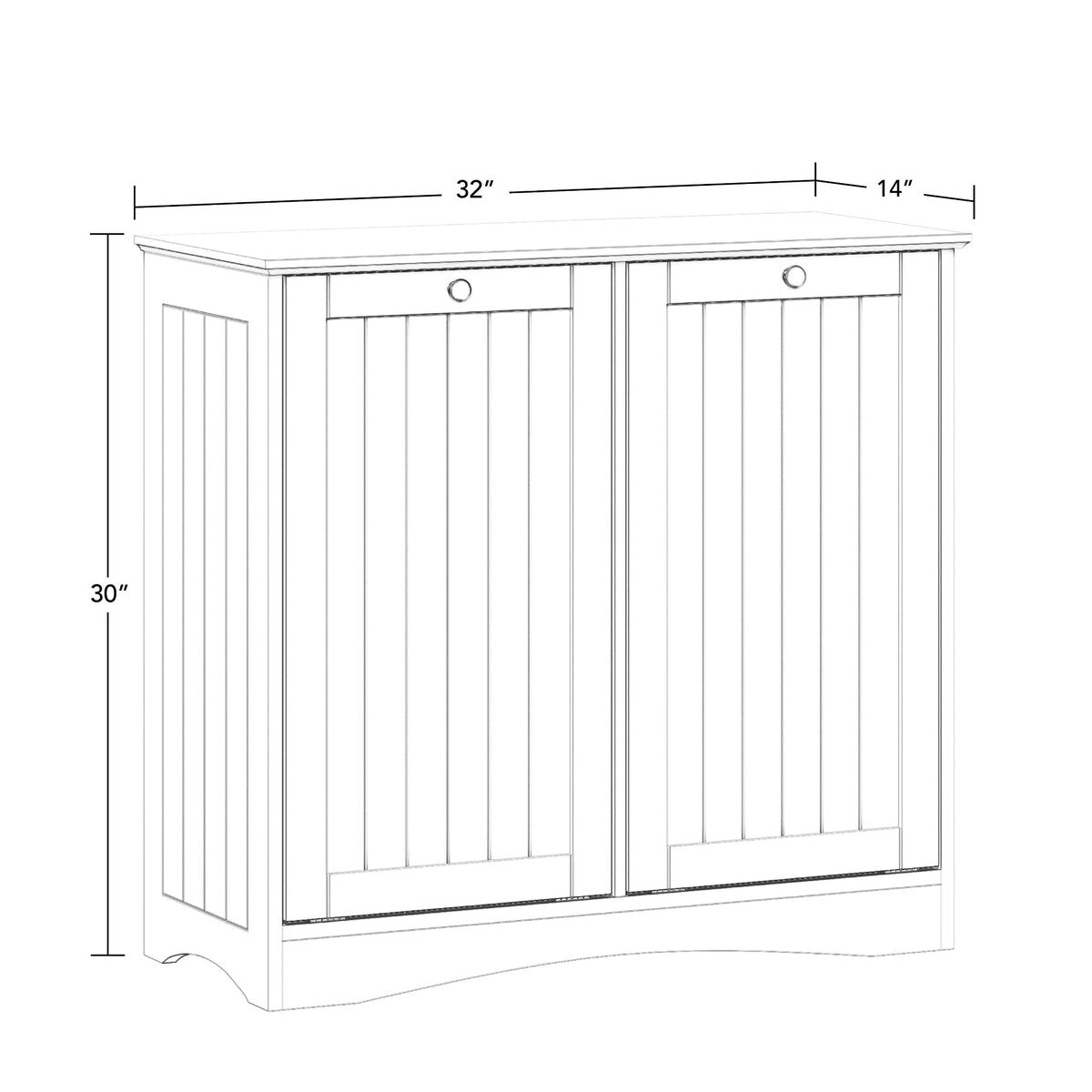 RiverRidge Ashland Double Tilt-Out Laundry Hamper Cabinet with Removable Cloth Storage Bags - White