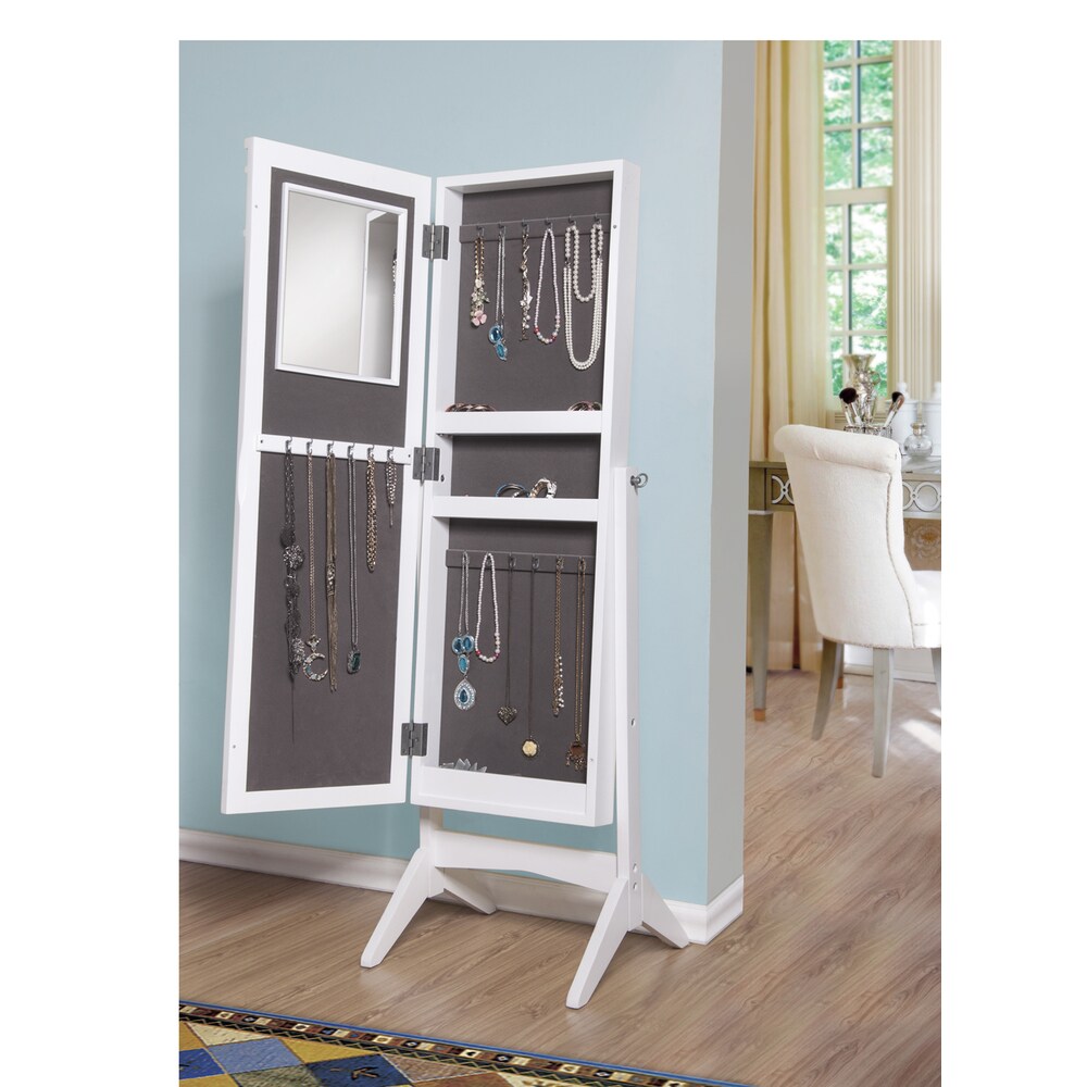 Ashley Jewelry Armoire Cheval Mirror - White