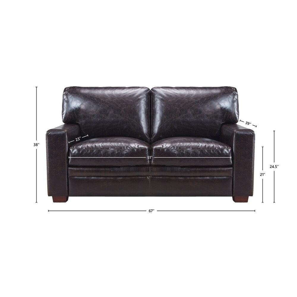 Ashton 100% Top Grain Italian Leather Loveseat