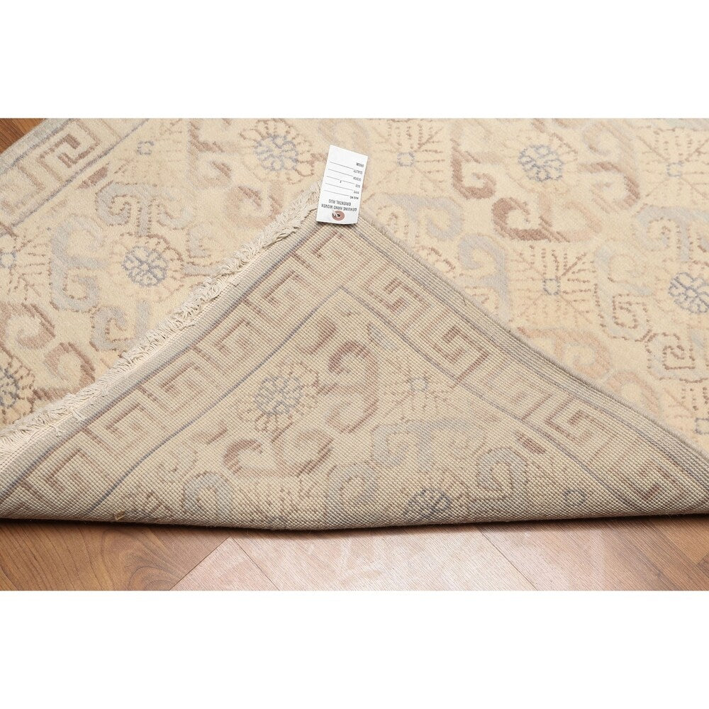 Asia Inspired Runner Hand Knotted Area Rug - Beige/Grey - 3' x 12' - 3' x 12'