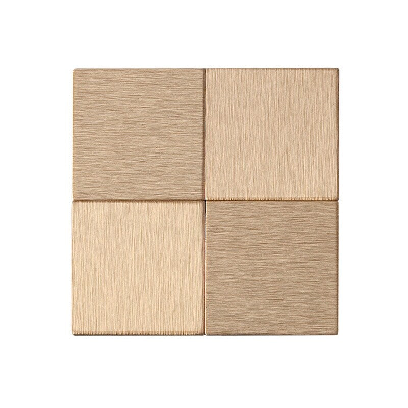 Aspect Peel and Stick Backsplash 12in x 4in Square Champagne Matted Metal Tile (3-Pack)