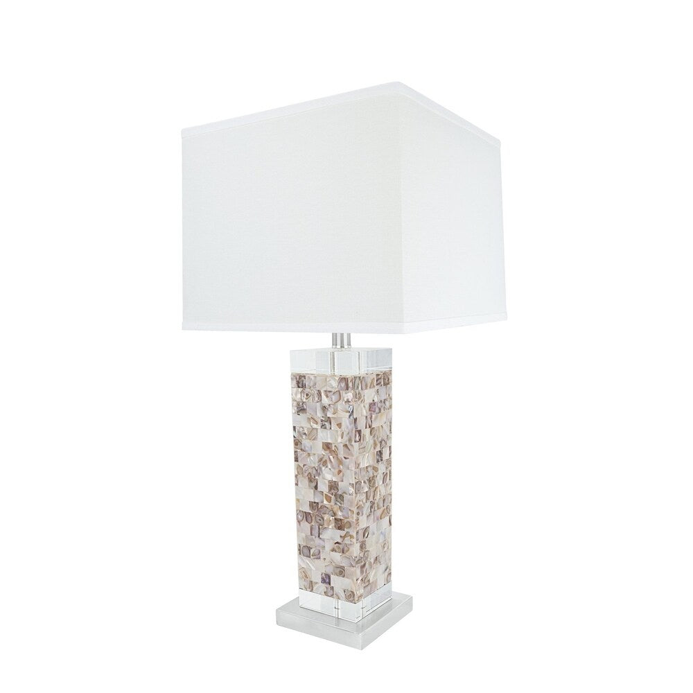 Aspen Creative 29" Satin Nickel Metal & Shell Table Lamp
