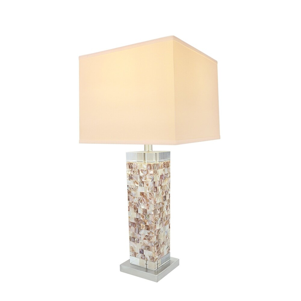 Aspen Creative 29" Satin Nickel Metal & Shell Table Lamp