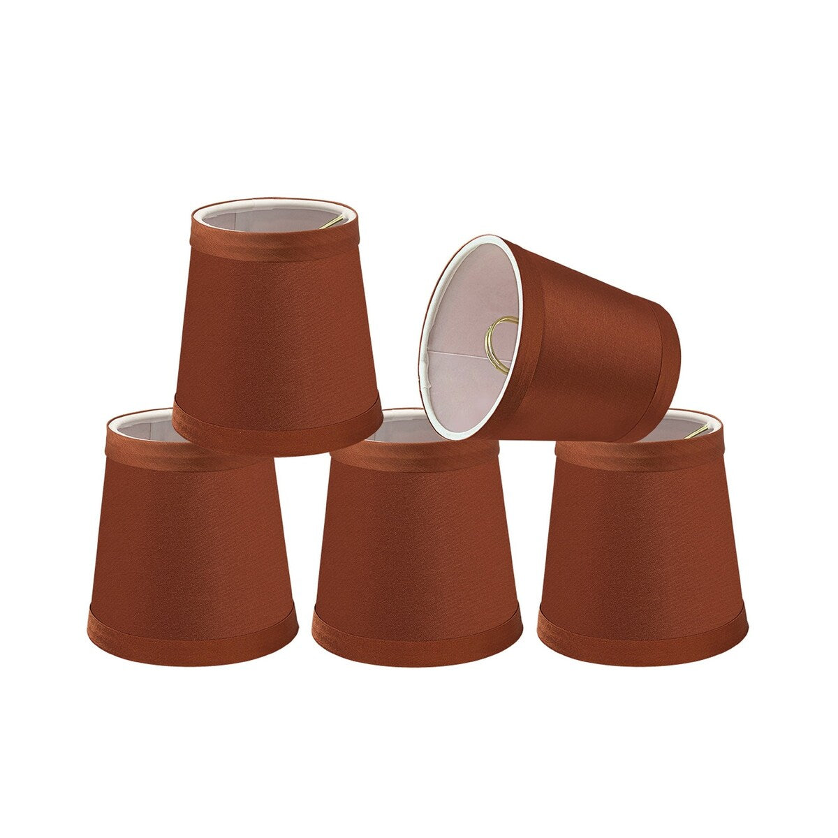 Aspen Creative Hardback Empire Chandelier Clip-On Lamp Shade (4 Pack), Redwood, (3" x 4" x 4")