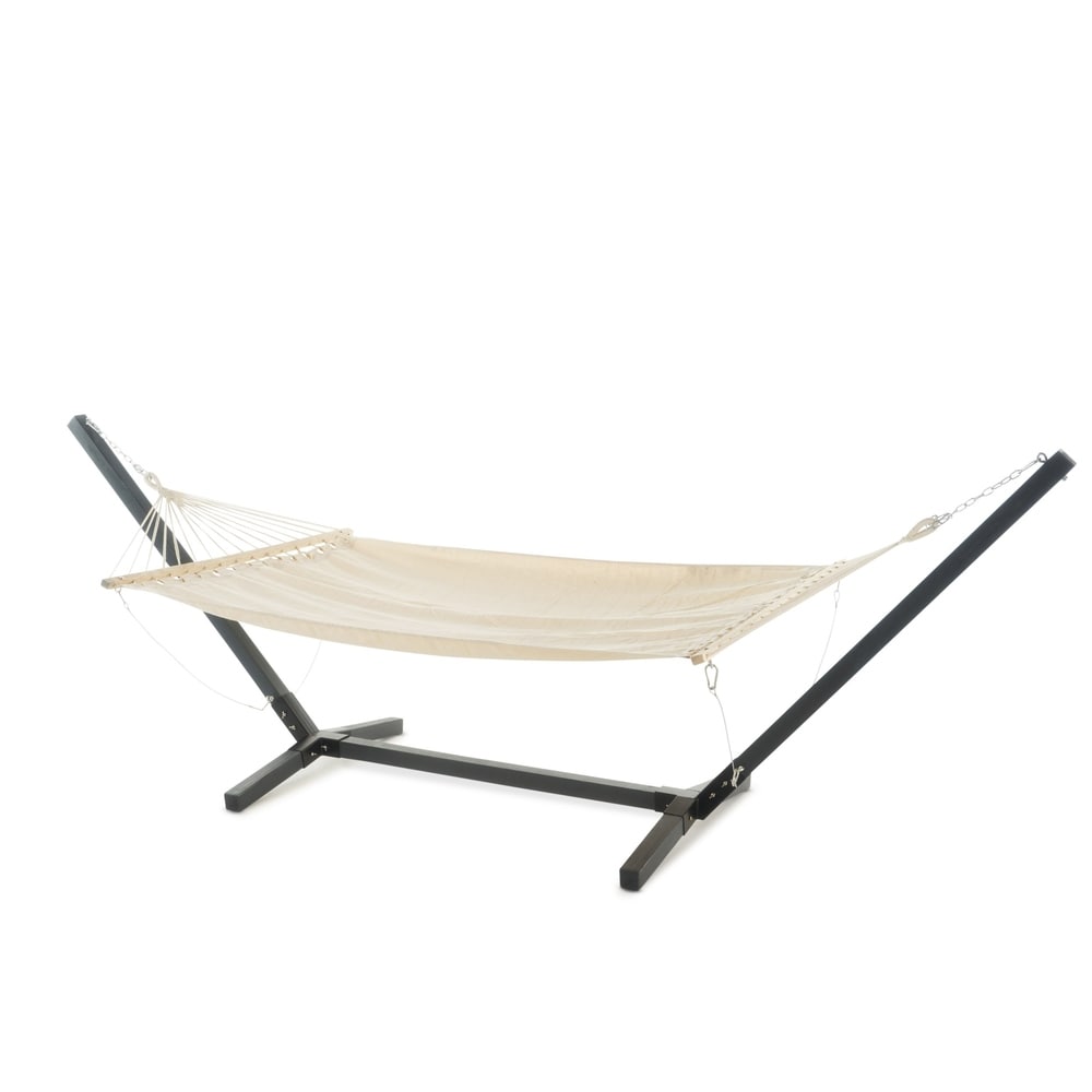 Aspen Outdoor Water Resistant Hammock with Grey Larch Wood Frame by Christopher Knight Home - N/A