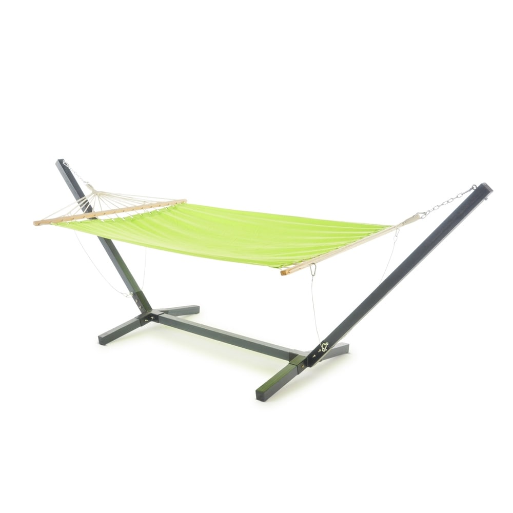 Aspen Outdoor Water Resistant Hammock with Grey Larch Wood Frame by Christopher Knight Home - N/A