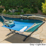 Aspen Outdoor Water Resistant Hammock with Grey Larch Wood Frame by Christopher Knight Home - N/A