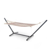Aspen Outdoor Water Resistant Hammock with Grey Larch Wood Frame by Christopher Knight Home - N/A