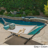 Aspen Outdoor Water Resistant Hammock with Grey Larch Wood Frame by Christopher Knight Home - N/A
