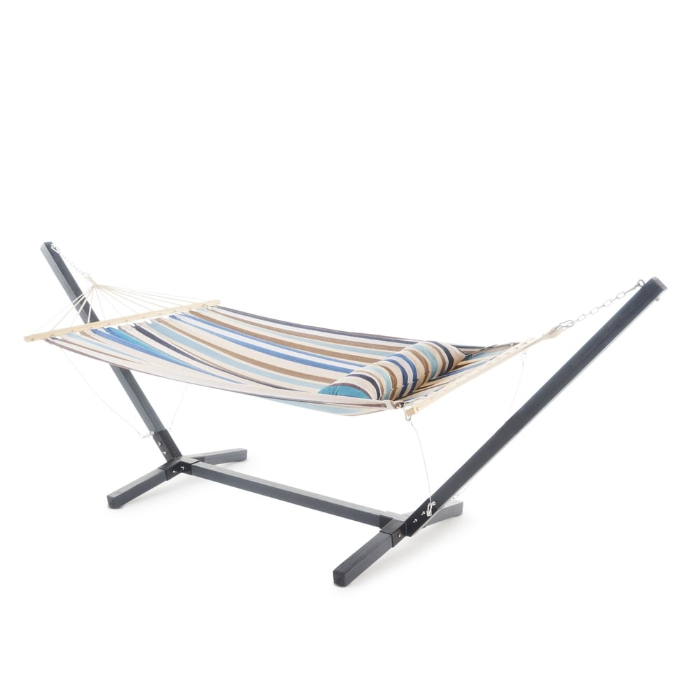 Aspen Outdoor Water Resistant Hammock with Grey Larch Wood Frame by Christopher Knight Home - N/A