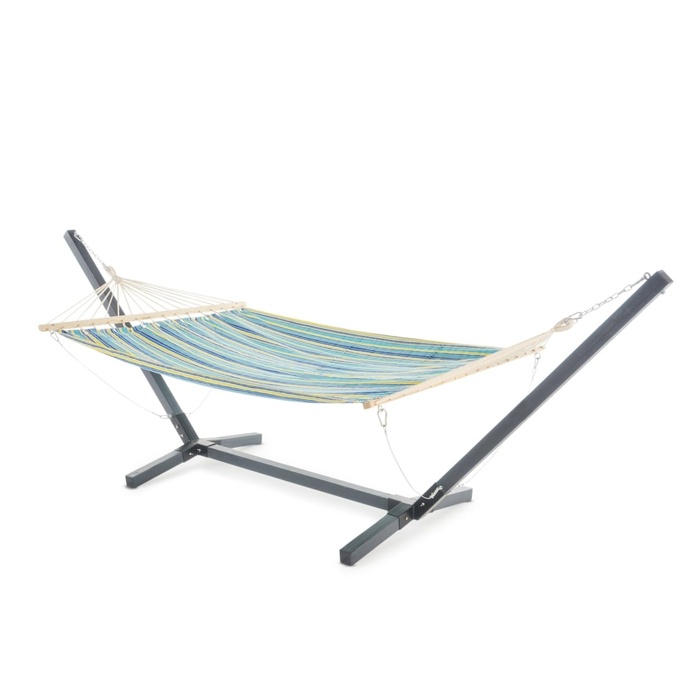 Aspen Outdoor Water Resistant Hammock with Grey Larch Wood Frame by Christopher Knight Home - N/A