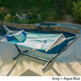 Aspen Outdoor Water Resistant Hammock with Grey Larch Wood Frame by Christopher Knight Home - N/A