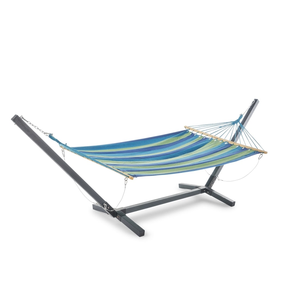 Aspen Outdoor Water Resistant Hammock with Grey Larch Wood Frame by Christopher Knight Home - N/A