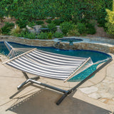 Aspen Outdoor Water Resistant Hammock with Grey Larch Wood Frame by Christopher Knight Home - N/A