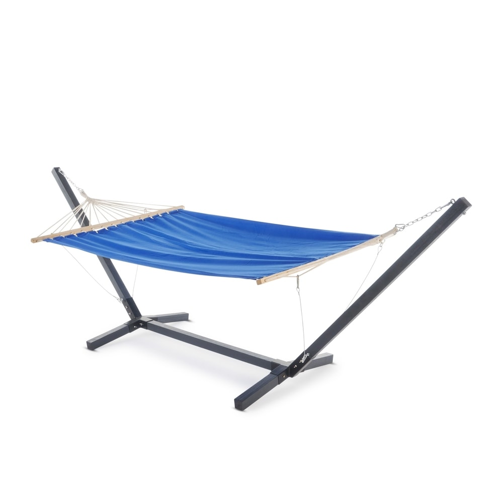 Aspen Outdoor Water Resistant Hammock with Grey Larch Wood Frame by Christopher Knight Home - N/A