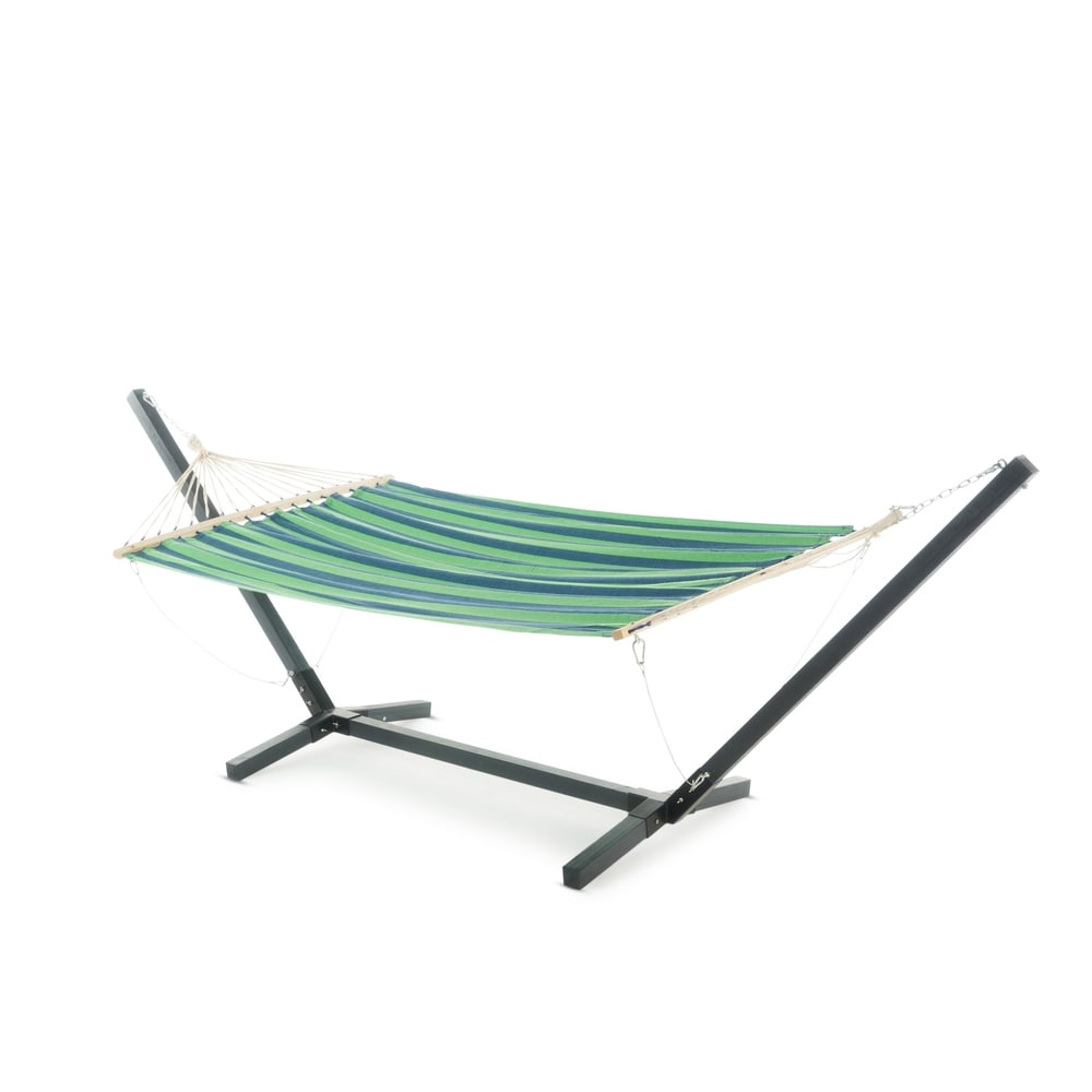 Aspen Outdoor Water Resistant Hammock with Grey Larch Wood Frame by Christopher Knight Home - N/A