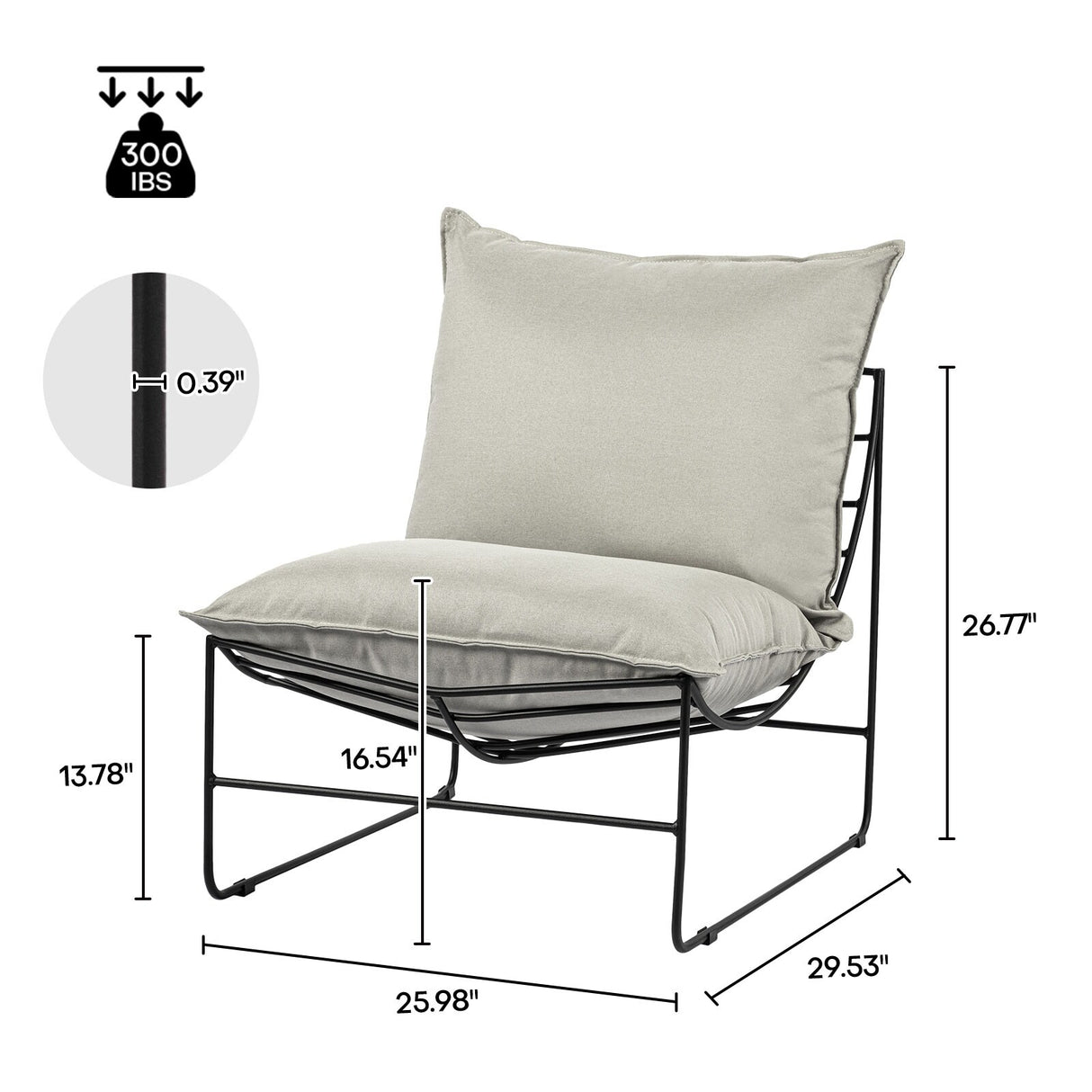 Assembled Upholstered Accent Chair Living Room Chairs - 25.98"W x 29.53"D x 26.77"H
