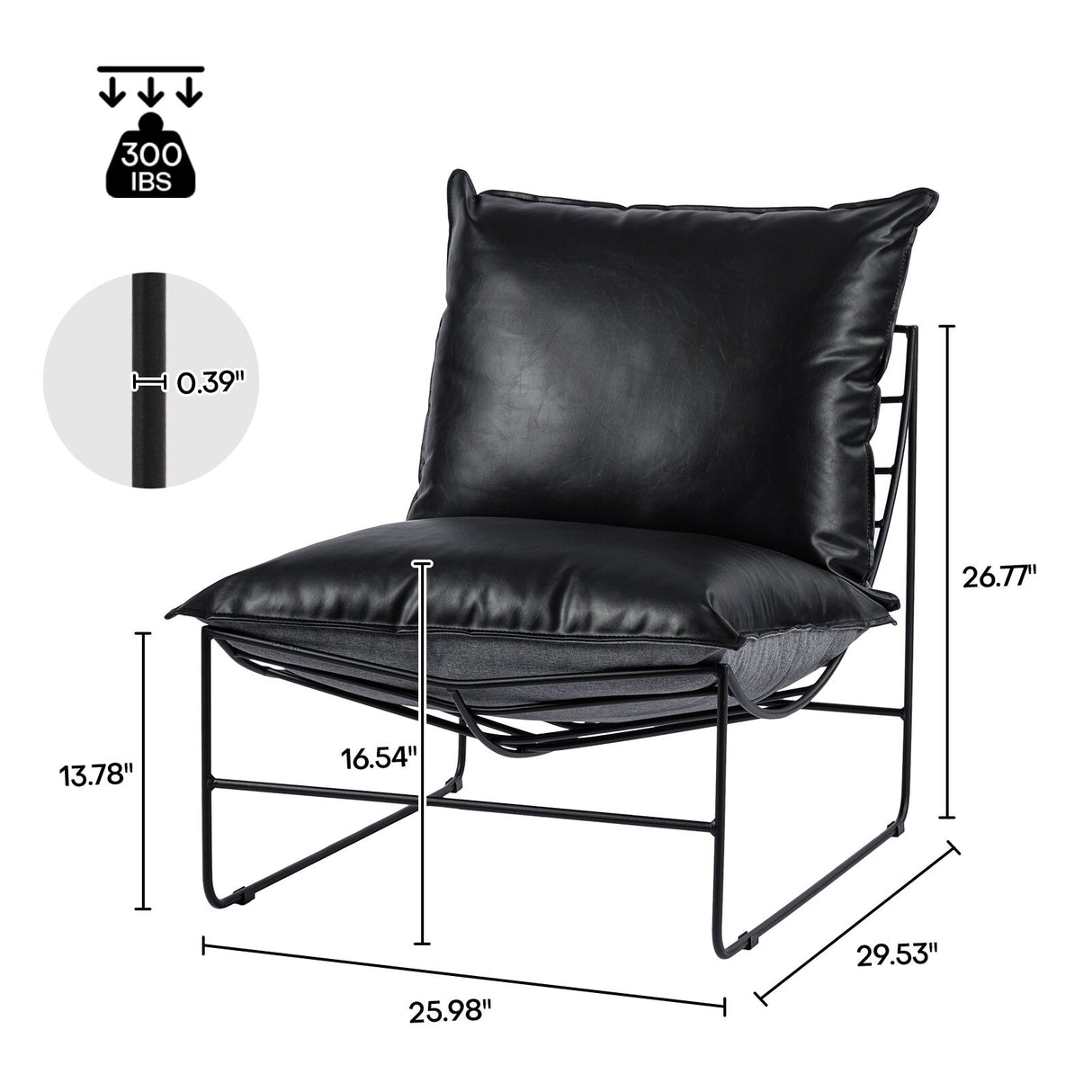 Assembled Upholstered Accent Chair Living Room Chairs - 25.98"W x 29.53"D x 26.77"H