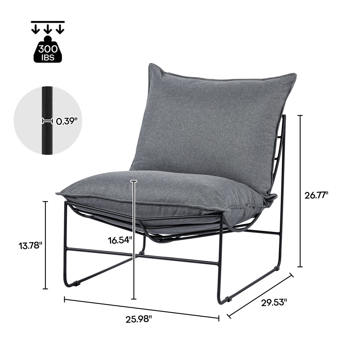 Assembled Upholstered Accent Chair Living Room Chairs - 25.98"W x 29.53"D x 26.77"H