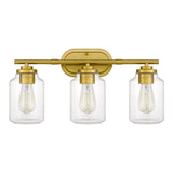 Aston 3-Light Luxury Gold Finish Vanity Light 7" x22"x 11" - Standard Size