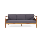 Aston Outdoor Acacia Wood 3 Seater Sofa by Christopher Knight Home