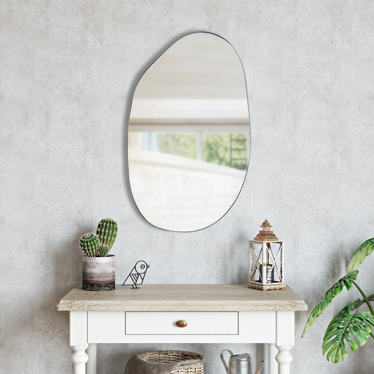 Asymmetrical Wall Mounted Mirror Decorative Living Room Bedroom Entryway - As picture