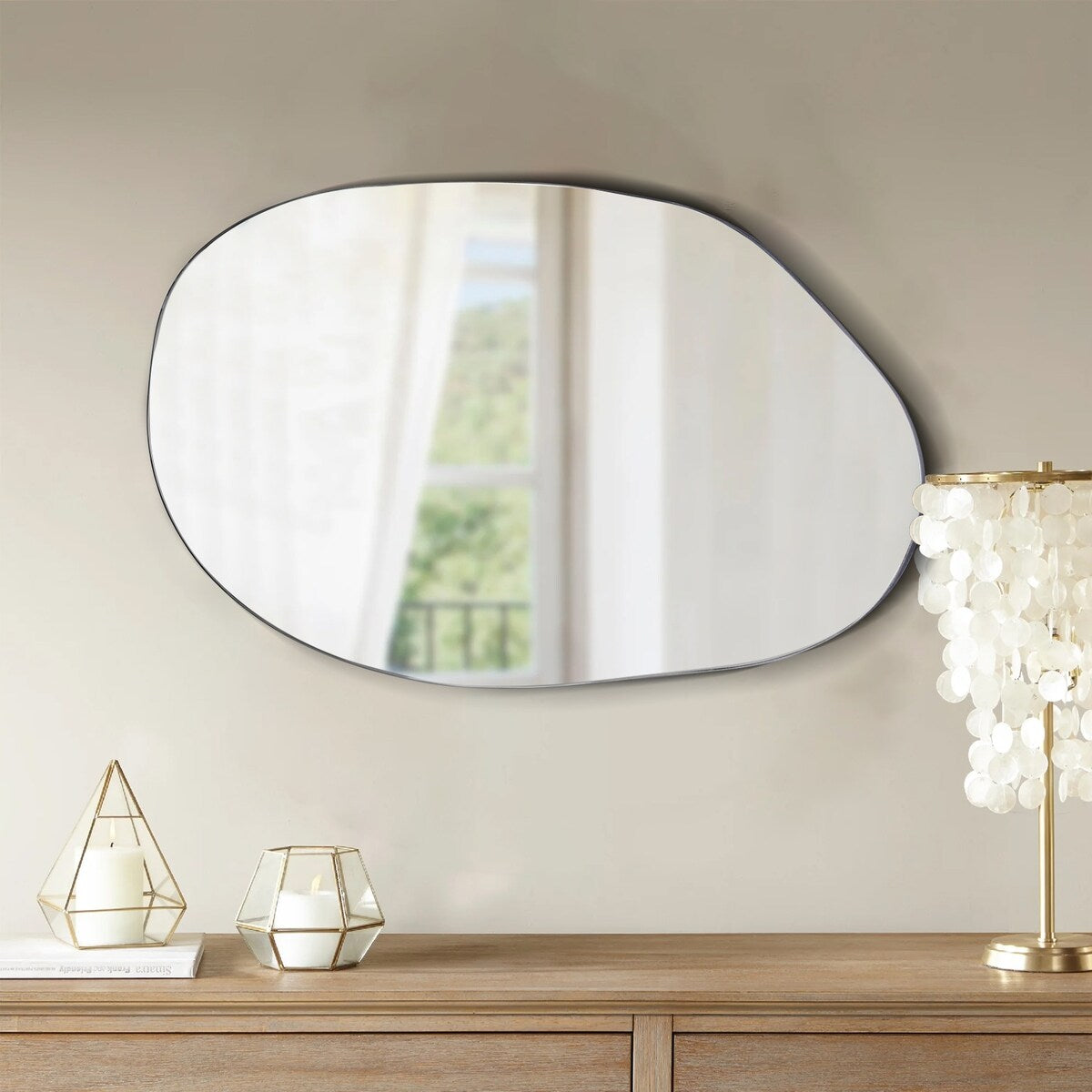 Asymmetrical Wall Mounted Mirror Decorative Living Room Bedroom Entryway - As picture
