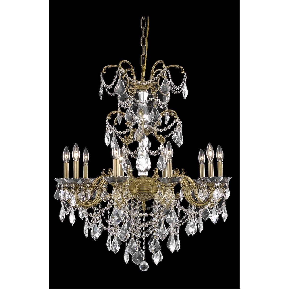 Athena 10 light French Gold Chandelier Clear Elegant Cut Crystal - One Size