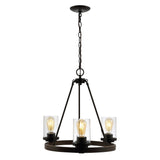 Athos Ring Iron/Seeded Glass Bohemian Cottae LED Chandelier, Oil Rubbed Bronze by JONATHAN Y