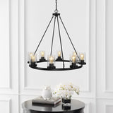 Athos Ring Iron/Seeded Glass Bohemian Cottae LED Chandelier, Oil Rubbed Bronze by JONATHAN Y