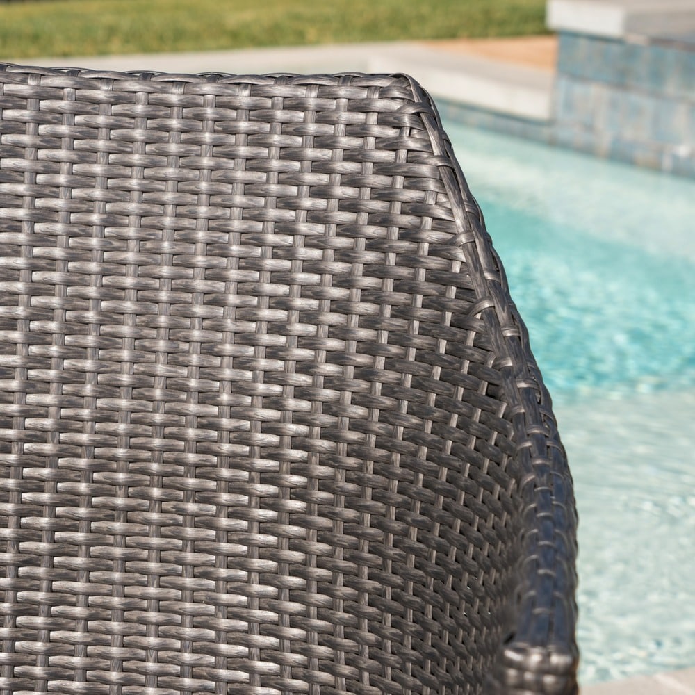 Atina Outdoor Rectangle Light-Weight Concrete Wicker Dining Set with Cushions by Christopher Knight Home