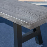 Atina Outdoor Rectangle Light-Weight Concrete Wicker Dining Set with Cushions by Christopher Knight Home