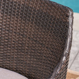 Atina Outdoor Rectangle Light-Weight Concrete Wicker Dining Set with Cushions by Christopher Knight Home