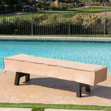 Atina Outdoor Rectangle Light-Weight Concrete Wicker Dining Set with Cushions by Christopher Knight Home