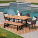 Atina Outdoor Rectangle Light-Weight Concrete Wicker Dining Set with Cushions by Christopher Knight Home