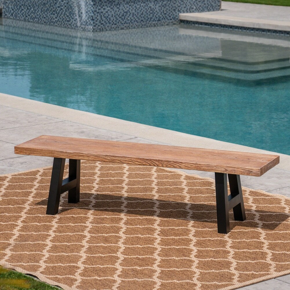 Atina Outdoor Rectangle Light-Weight Concrete Wicker Dining Set with Cushions by Christopher Knight Home