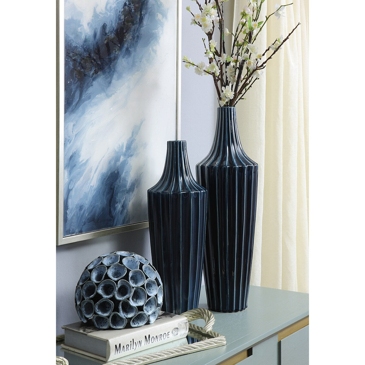 Atlantis Small Blue Ceramic Vase
